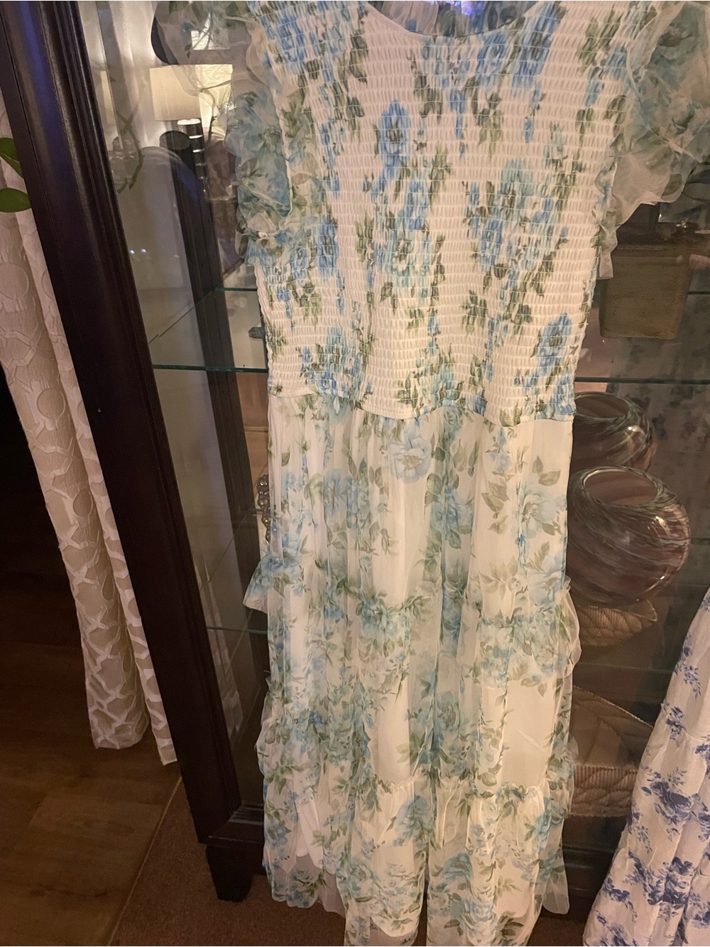 Blu Pepper White Dress with Light Blue Floral Print